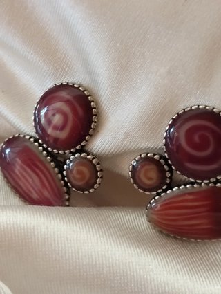 Orecchini vintage clip argento smalto design