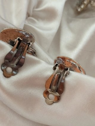 Orecchini vintage clip argento smalto design