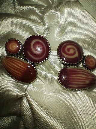 Orecchini vintage clip argento smalto design