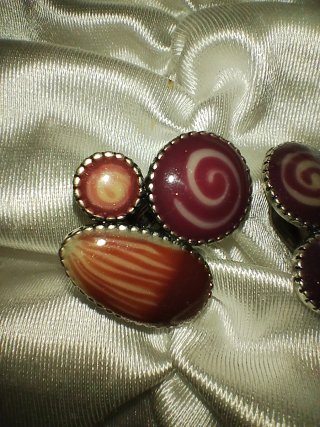 Orecchini vintage clip argento smalto design