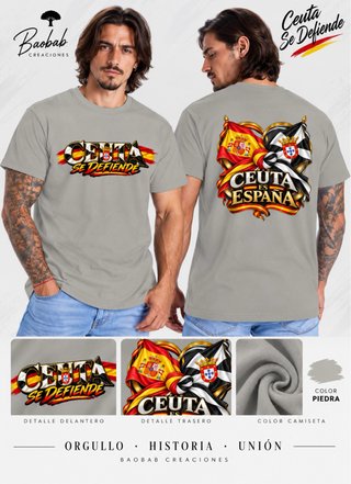 Camiseta Ceuta Se Defiende gris piedra