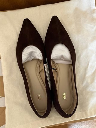 ZARA Bailarinas Puntiagudas Ante Talla 38