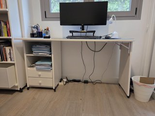 Escritorio madera pino lacado blanco