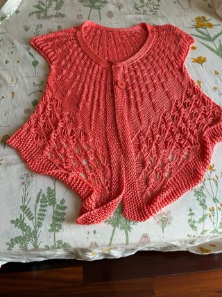 Chaqueta ganchillo coral talla única