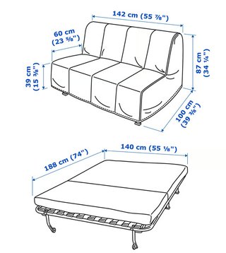 Sofá Cama Ikea Lycksele Lövås 2 Plazas Beige