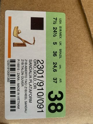 Sandalias doradas plataforma Zara Talla 38