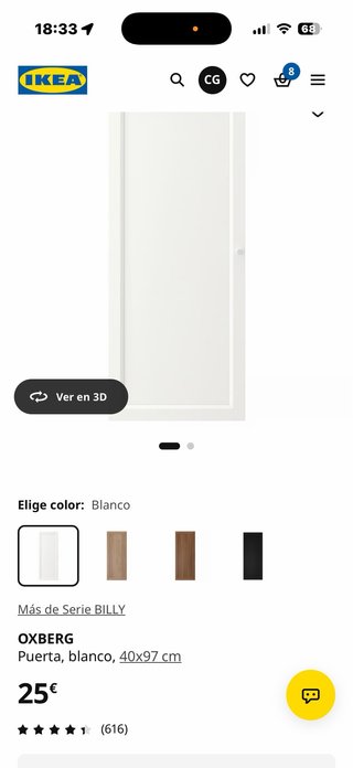 Puerta Blanca IKEA OXBERG 40x97 cm