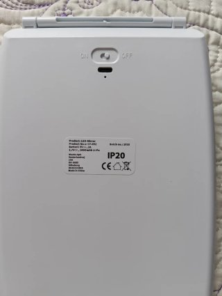 Espejo LED de mesa rosa y blanco