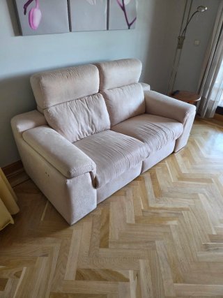 Sofá relax 2 plazas reclinable beige