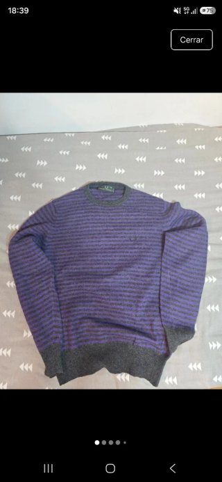 Jersey Fred Perry Rayas Morado y Gris Talla M