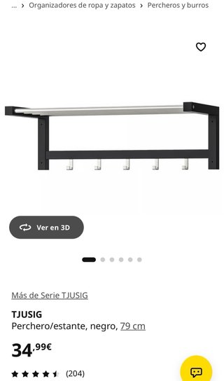 Perchero Ikea Negro Metal
