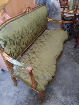 Sofá Luis XV Dorado y Verde