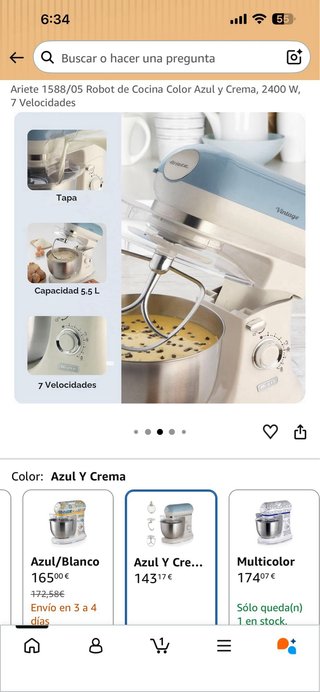 Ariete 1588/05 Robot Cocina Azul y Crema