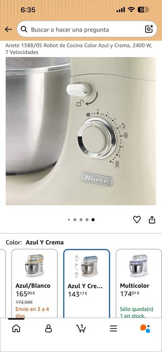 Ariete 1588/05 Robot Cocina Azul y Crema
