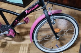 Bicicleta de paseo B'TWIN rosa y negra, para niñ@s