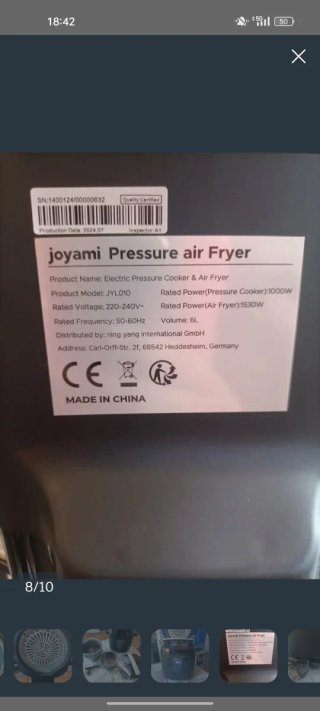 Olla a presión y freidora de aire 2 en 1 Joyami