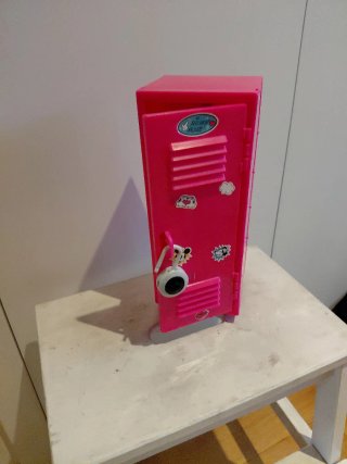 Mini taquilla de juguete rosa con candado