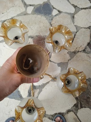 Lámpara araña dorada cristal