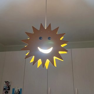 Lampada sospensione sole legno