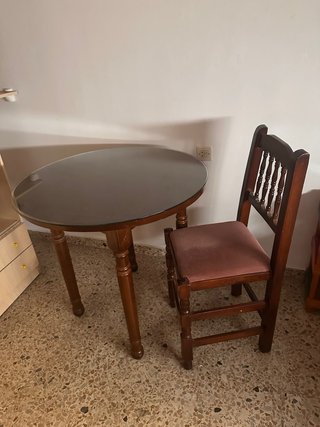 Mesa redonda madera y cristal