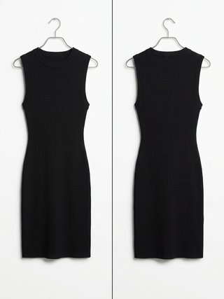 Vestido Negro Canalé Ajustado