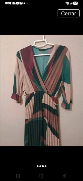 Vestido largo estampado plisado