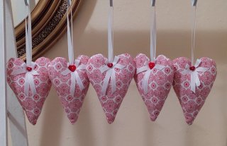 Corazones de tela decorativos (Set de 5)