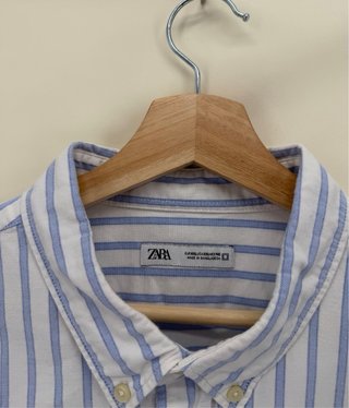 Camisa Zara Rayas Azul Blanco Hombre XXL