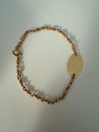 Pulsera Oro Amarillo 18K con Placa Grabada 1970s