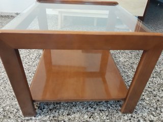 Mesa Centro -Madera y Vidrio- Estilo Mid-Century