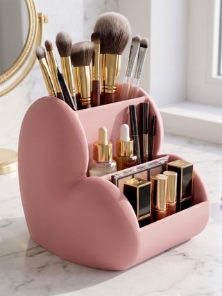 Organizador Maquillaje Corazón Rosa escalonado