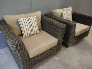 Pareja sillones mimbre sintético terraza