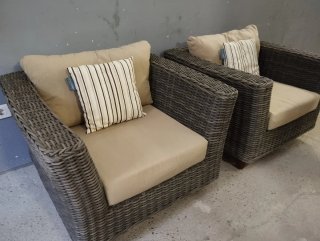 Pareja sillones mimbre sintético terraza