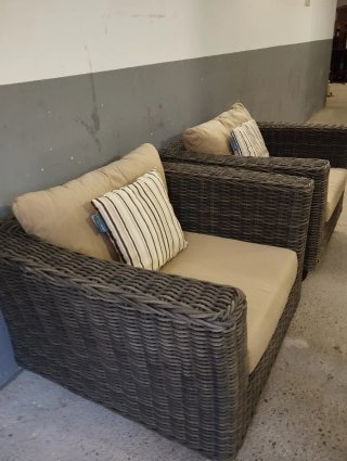 Pareja sillones mimbre sintético terraza