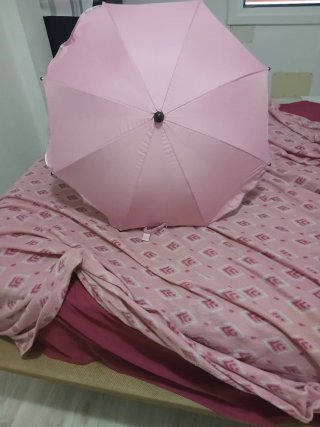 Sombrilla para silla o capazo rosa