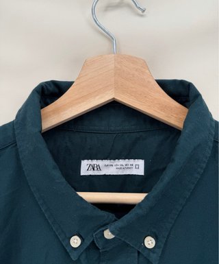 Camisa Oxford Zara Verde Hombre XXL