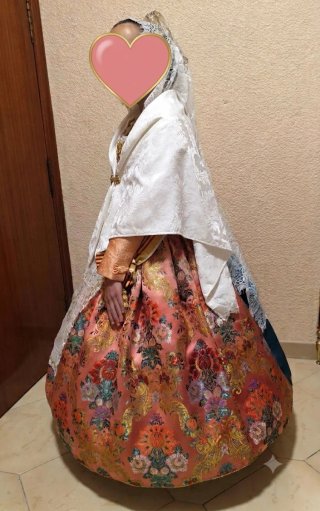Mantón Fallera Niña Blanco Brocado