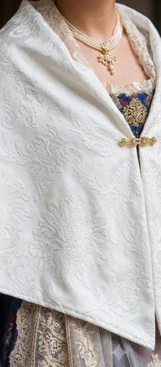 Mantón Fallera Niña Blanco Brocado