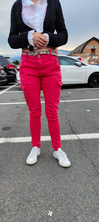 Pantaloni cargo donna rossi