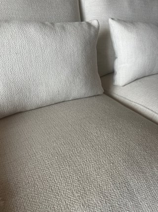 Sofá de 3 plazas tela beige/blanco