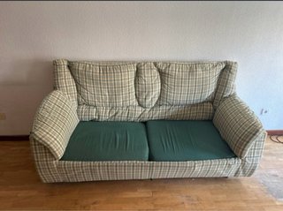 Sofá Cama Tela Beige y Verde