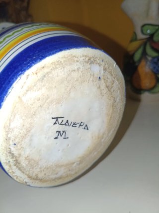 Jarra de Talavera Azul y Blanco