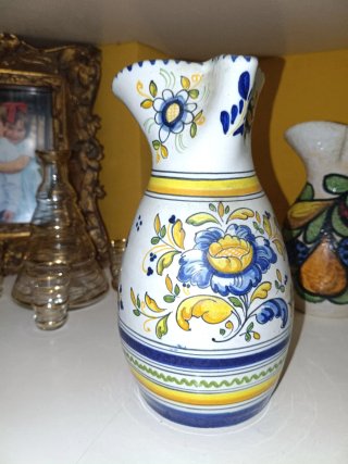 Jarra de Talavera Azul y Blanco