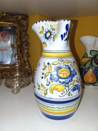 Jarra de Talavera Azul y Blanco