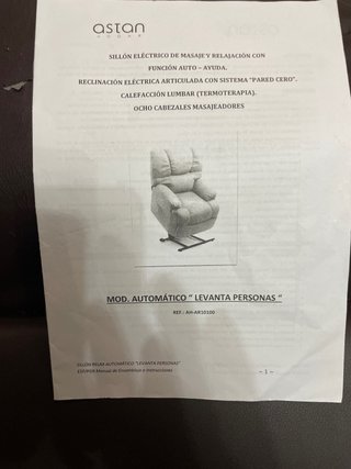 Sillón Eléctrico Astan Levanta Personas