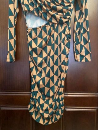 Vestido estampado geométrico manga larga