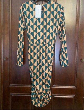 Vestido estampado geométrico manga larga