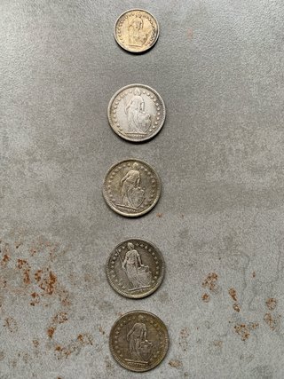Lote 5 monedas Franco Suizo Plata