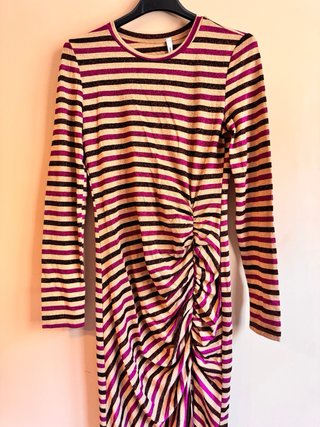 Vestido largo rayas con brillo