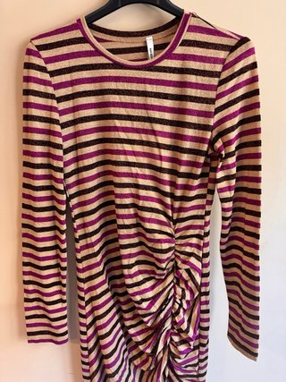 Vestido largo rayas con brillo